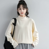 Демисезонный абрикосовый двусторонний бархатный приятный телу зимний брендовый лонгслив, увеличенная толщина