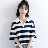 Летняя короткая футболка для школьников, воротник поло, короткий рукав, свободный крой