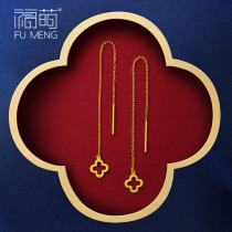 FuMeng four-leaf clover gold earrings gold earrings 999 gold New tassel earrings Valentines Day gift to girlfriend