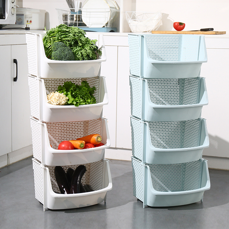 Kitchen Vegetables Ground Floor Multilayer Vegetable Racks Fruit vegetable basket Toy Snacks with Snack Containing layer Shelf Contained Basket