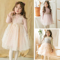 Spot niche trend brand autumn childrens girls yarn tutu princess velvet dress