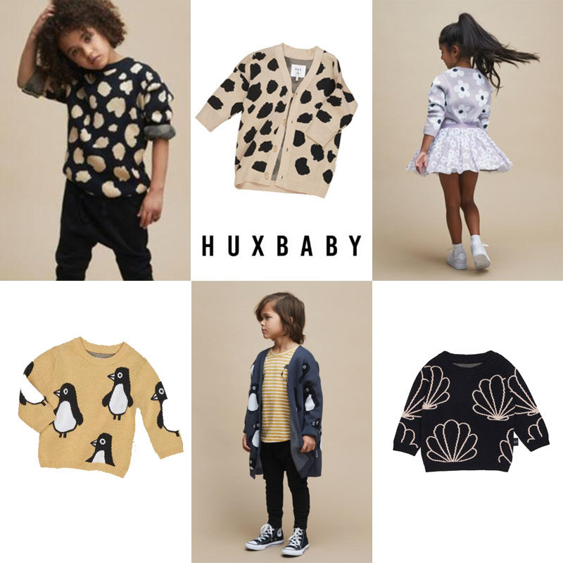 Fat Fa Jia spot Australian fashion brand Huxbaby new children's classic knitted cardigan sweater