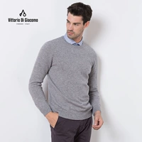 VITTORIO DI GIACOMO / Digamer áo len cashmere màu xám nhạt cổ tròn Áo len mỏng nam chạm đáy - Áo len Cashmere shop áo khoác nam