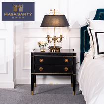 Massa Shengdi American light luxury bedside table Black gold Simple European solid wood bedside storage cabinet 65cm