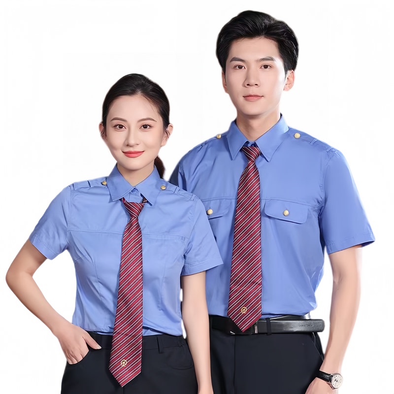 Railway Uniform Short-Sleeve Shirt 2026 Summer Thin Style Unisex Outerwear New Style Blue Work Half-Sleeve Shirt
