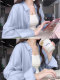 French-Style Blue Long-Sleeved Shirt for Women, Summer New Popular Style, Loose, Lazy Style, Casual Sun Protection Shirt Jacket