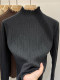 Autumn and Winter Ruffled Half-High Collar Knitted Base Shirt Sweater for Women, Slim Fit, Versatile, Unique Long-Sleeve Inner Top