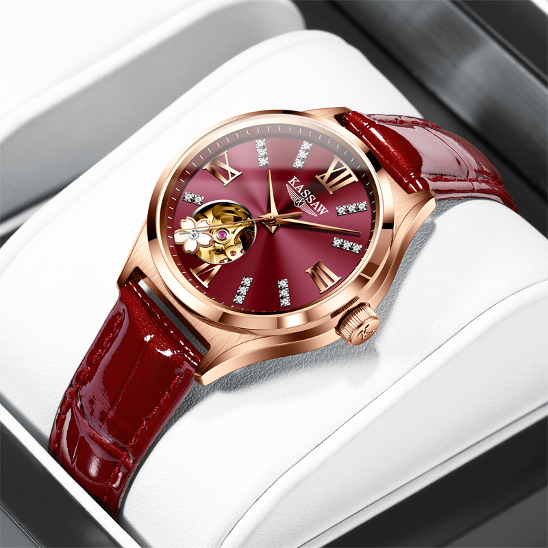 Official Genuine Gorgeous Women's Watch New Model Swiss Fully Automatic Mechanical Watch Waterproof Ultra-Thin Diamond-Encrusted Fashionable Women's Watch