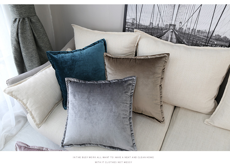 Four Seasons nhung màu đơn giản nhung gối đệm sofa giường đệm tựa lưng đệm bộ mã lớn có thể được tùy chỉnh - Trở lại đệm / Bolsters gối sofa