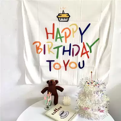 ins Korean birthday flag background cloth poster background wall Baby children's party photo props decoration