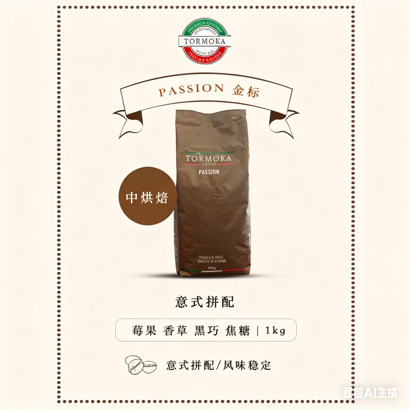 Tormoka Passion Gold Label Italian Original Imported Gold Italian Blend Coffee Beans