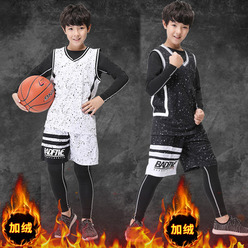 Autumn Winter Children Tight Clothing Suit Speed Dry Clothes Long Sleeves Basketball Table Tennis Uniform Fitness Suit Gushed Running Training Suit