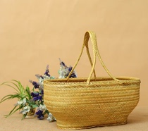  Household bamboo kitchen storage basket Portable vegetable shopping bamboo basket Desktop snack basket Hand-woven basket Fruit basket