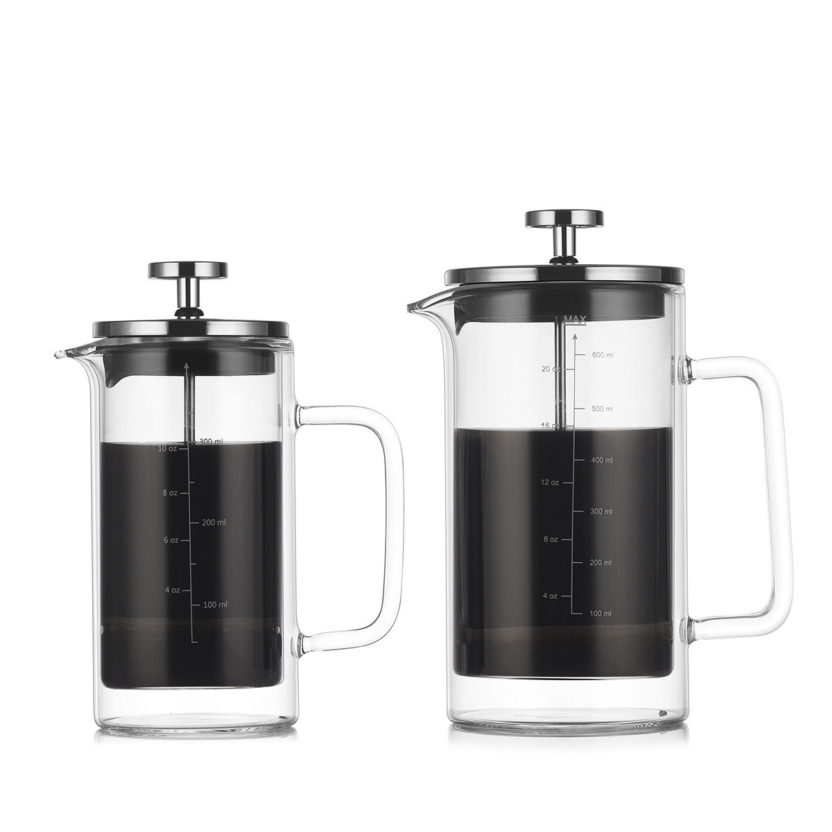 High temperature resistant thickened glass French press pot stainless steel filter household hand brewed coffee pot filter tea brewing tea pot