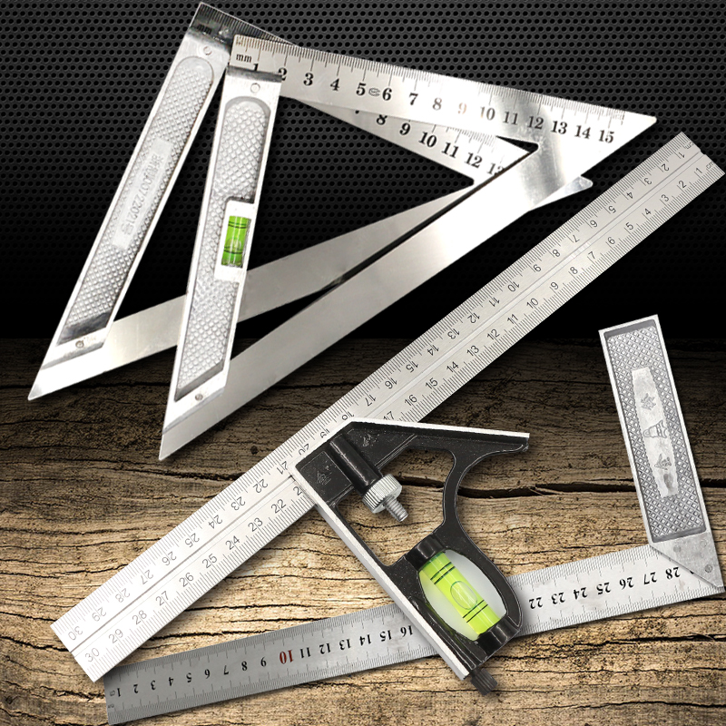 Active Angle Ruler 90 Degrees Stainless Steel Multifunction Horizontal Right Angle Ruler Woodworking Wan 45 high-precision combined angle ruler