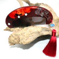 Blood sandalwood wedding comb-05 Pure handmade baby fetal hair fetal hair souvenir private custom sterling silver wire inlaid word