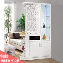 Hollow carved entrance foyer partition Shoe wine cabinet double-sided paint screen Living room cabinet Living room furniture