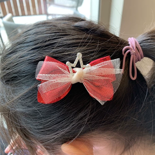 Детский аксессуар для волос, красная заколка для волос с бантиком для принцессы, шпильки для волос