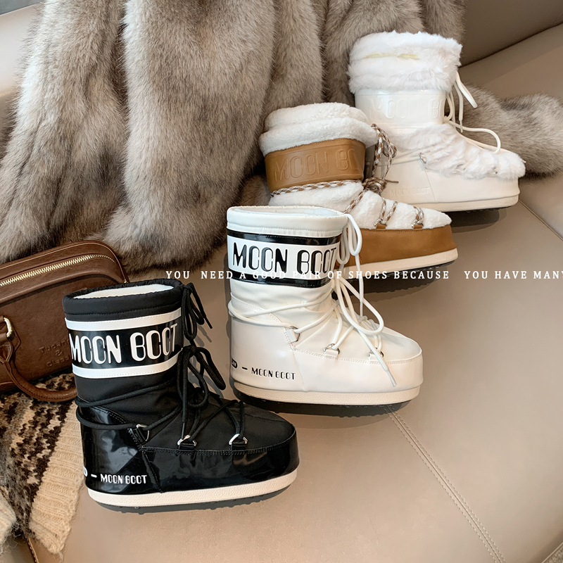 Zhou Xiaoyao Celebrity Style Thick-Soled 7cm 2025 Winter New Long Ski Boots Warm Anti-Slip Snow Boots for Women