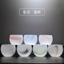 Colored jade porcelain glass crystal tea set Single Cup Master Cup glass ink style simple colorful small tea cup color cloud Cup