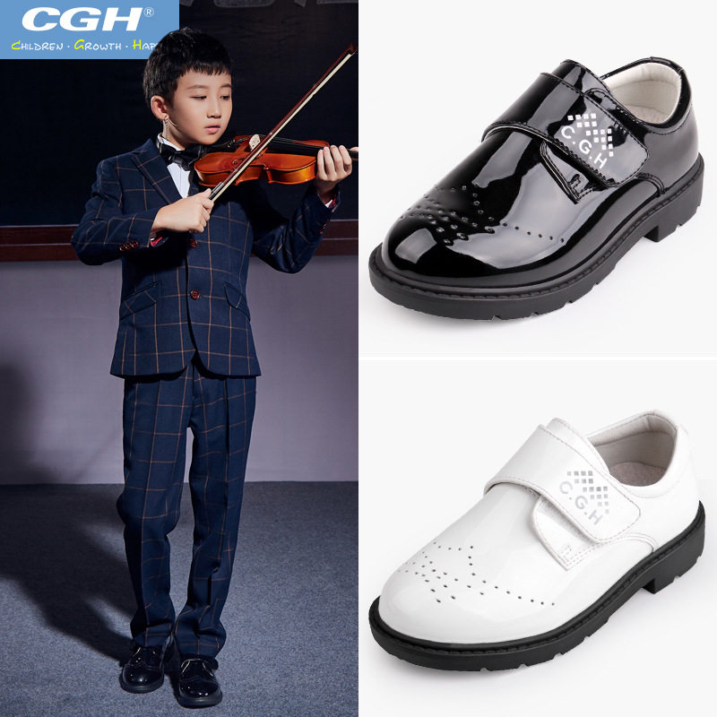 Children small leather shoes Soft bottom boy gown shoes casual Inn Summer handsome gas Han version 2022 Tide Black Performance Shoes