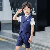 Boys dress children suit vest denim zhong xiao tong short-sleeved summer kindergarten performance moderator clothing