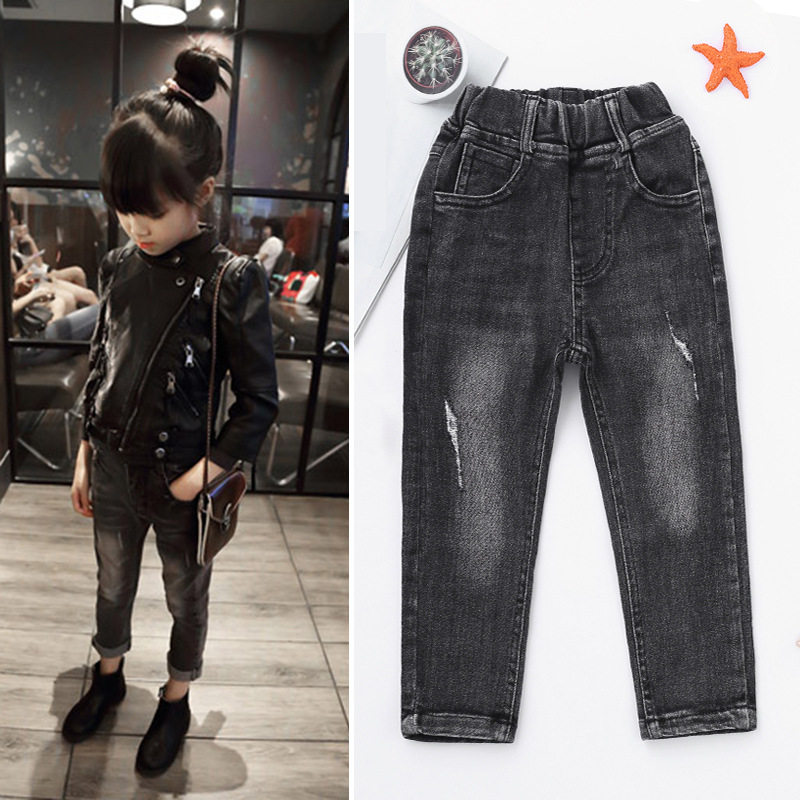 Children's jeans boys and girls cigarette pipe pants 2022 spring and autumn new style Korean version of the big boy Western style all-match pants