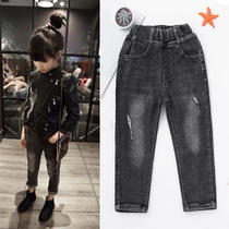 Childrens jeans boys and girls leggings 2021 Spring and Autumn New Korean version of the big boy foreign-style Joker pants