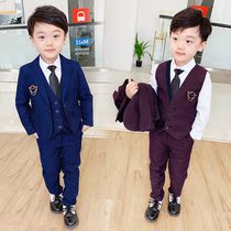 Childrens suit boy suit British three-piece set Korean spring and autumn boy handsome small suit flower girl dress suit