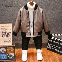 Childrens clothing boys plus cotton jacket childrens autumn and winter foreign atmosphere