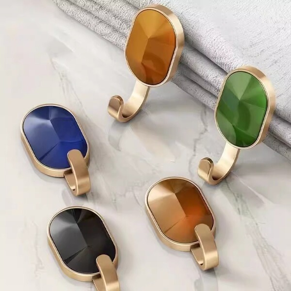 Light Luxury Adhesive Hooks, Strong Load-Bearing, No-Drill Bathroom Hooks, Wall-Mounted, Door-Back, Traceless Towel Hooks