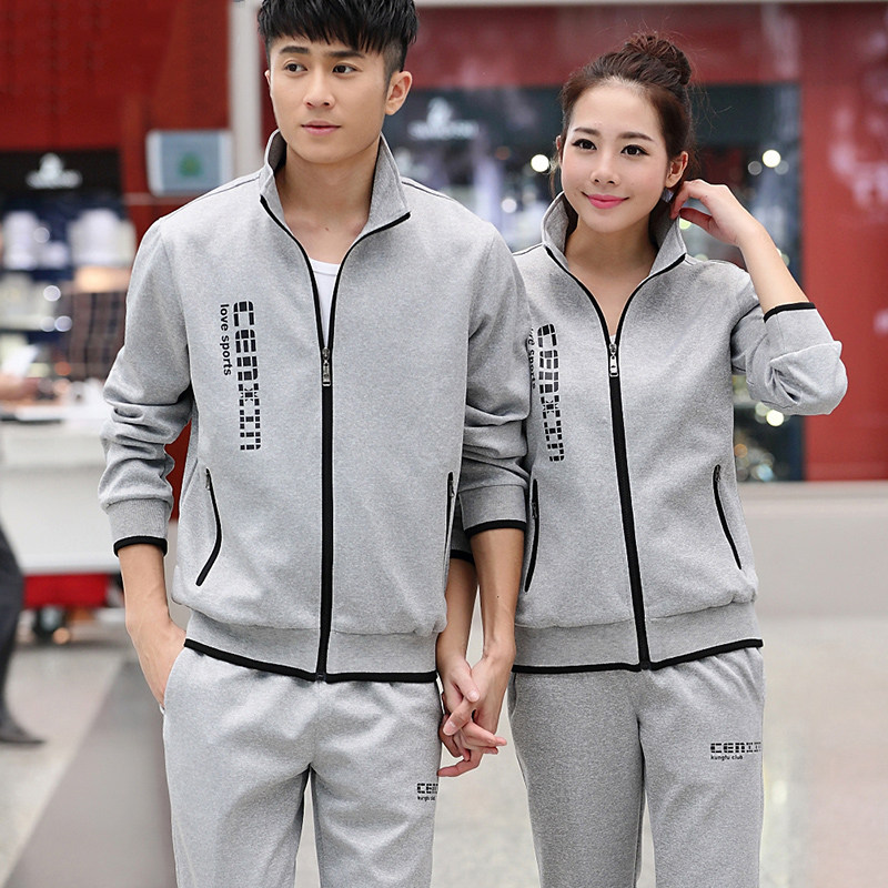 Sports Suit Men Women Spring Autumn 2021 New Middle Aged Couple Gushed Casual Large Size Fitness Morning Running Suit