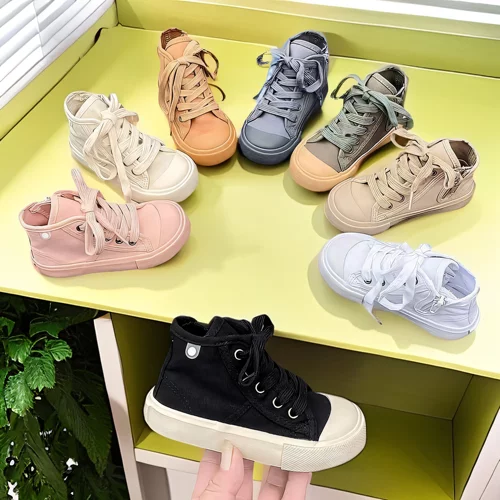 Детские тканевые туфли, высокие кроссовки для мальчиков, детская повседневная обувь, мягкая подошва