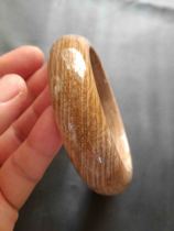 (Shan Xiqi Gallery) Large annual ring texture 62 rings Myanmar wood petrified jade tree fossil bracelet bracelet SZ41#