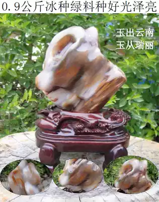 Happy bird ice species, green material, Burmese tree fossil, woodcut jade stone ornaments, Paleontology 77#