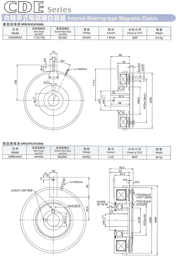仟岱电磁离合器CDE0S6AI/AO CDE1S5AF CDE05AB CDE2S5AD内轴承24V 内轴承离合器,电磁离合器,仟岱电磁离合器,干式单板电磁离合器,电机离合器