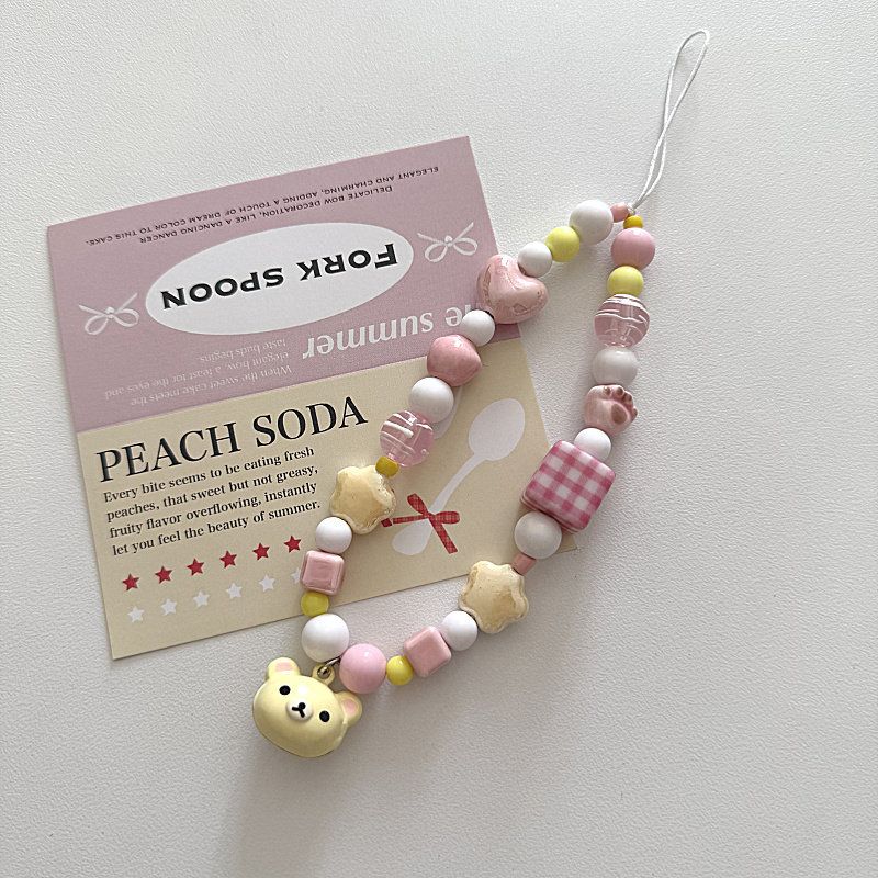 Cute Rilakkuma bell pendant chain, CCD camera charm, adorable new chain, niche style.