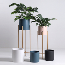 Iron Flower Stand Floor to Floor Balcony Hanging Lantern Stand Light Luxury Creative Green Plant Pot Plant High Footed TV Cabinet Side Milk