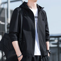 Han Wind Chic Coat Men 2022 Spring new pure color Lianhood baseball clothes Chauded black minimalist Mens jacket