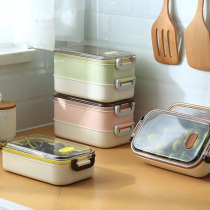 Simple double-layer lunch box microwave oven plastic Japanese-style lunch box separated fitness male and female students office workers lunch box