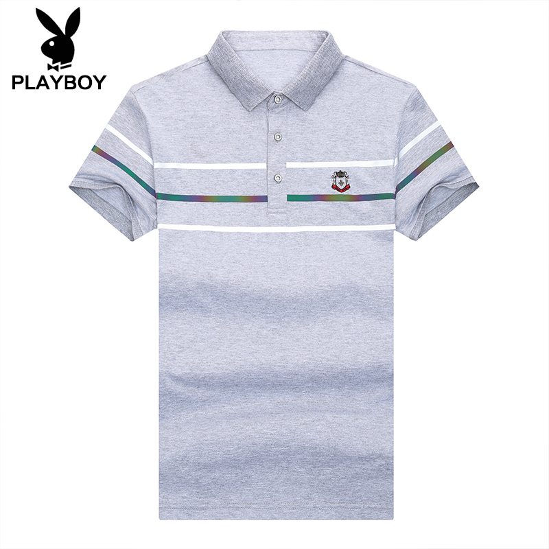 ngắn tay t-shirt 2020 mùa hè ve áo lụa bông nửa tay áo polo Nhật nam T-shirt T-shirt Playboy nam