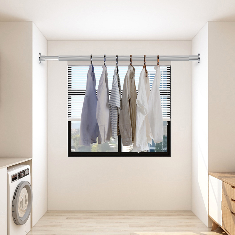 Clotheshorse Balcony Top-Clothing Sun-drencher Stainless Steel Telescopic Rod Free of perforated clothes-horse stationary single-pole-Taobao