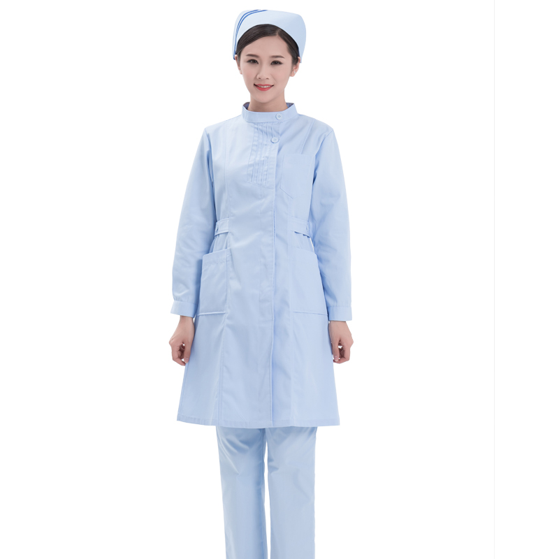 Jie Wei yi y tá mặc quần áo mùa đông phụ nữ dài tay của hồng búp bê cổ áo quần áo công việc sửa chữa bệnh viện sinh viên trắng ngắn tay