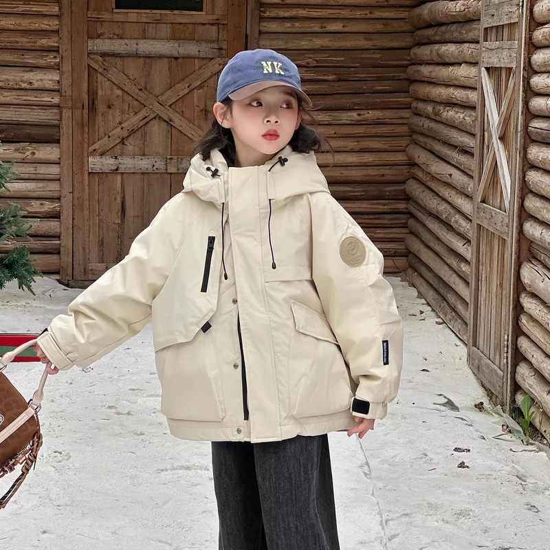 Gbubg Children's down Jacket, Windbreaker, Workwear Parka, Winter Style, Girls' Hooded 90% White Duck down Coat, Boys'