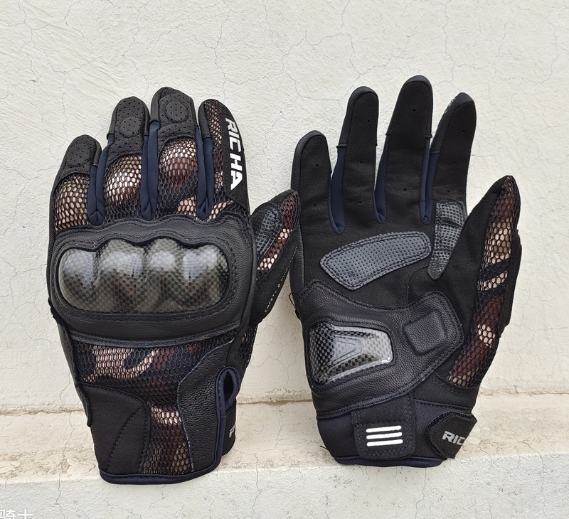 RICHA genuine leather gloves spring summer locomotive locomotive riding touch screen camouflan rider anti-fall racing breathable man