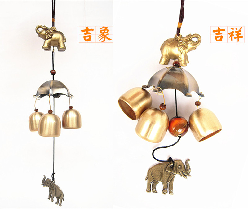 Bronze bells Creative Resin Elephant Bronze Windbell Five Yellow 2 Black Household Decoration Hanging a auspicious gift