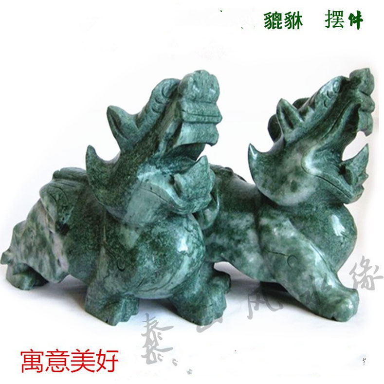 Natural jade Pixiu desktop ornaments a pair of shop counter living room porch office opening auspicious gifts