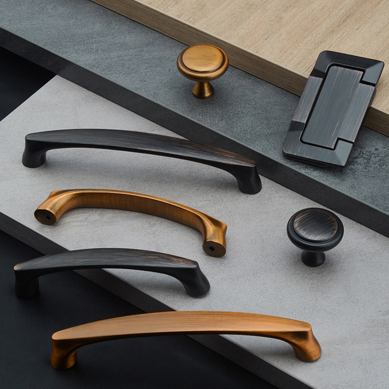 New Chinese style overall cabinet door handle modern minimalist wardrobe drawer antique solid thickened surface mounted zinc alloy small handle