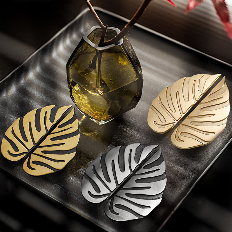 High-end creative leaf-like pallet handle light luxury new Chinese cabinet wine cabinet luxury furniture small handle