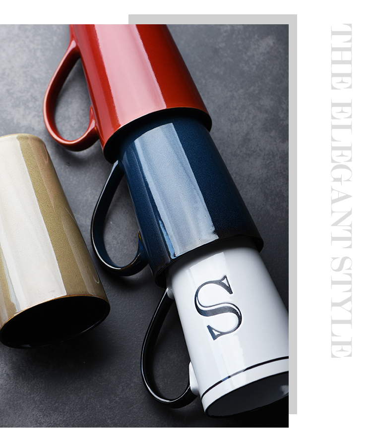 Mark cup with cover teaspoons of ceramic cup creative cup Nordic ins teenage mood picking cup contracted large capacity of CPU